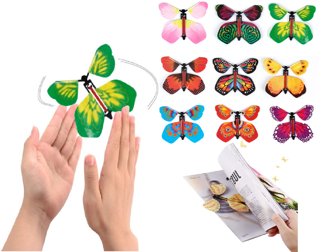 Set of Magic Flying Butterflies Windup Surprise Butterfly Gift Greetin