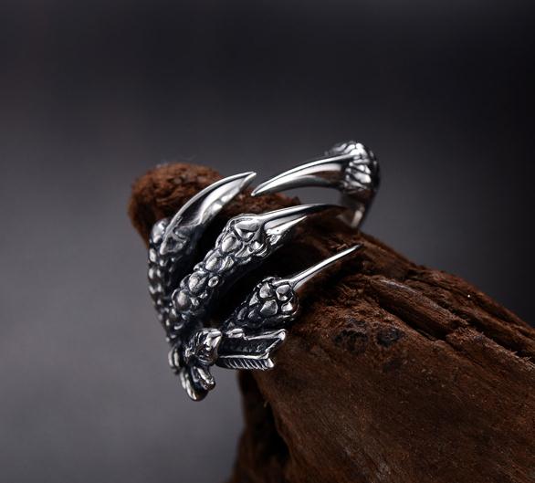 Fancy Stainless Steel Biker Jewelry Punk Vintage Class Dragon Claw Ring