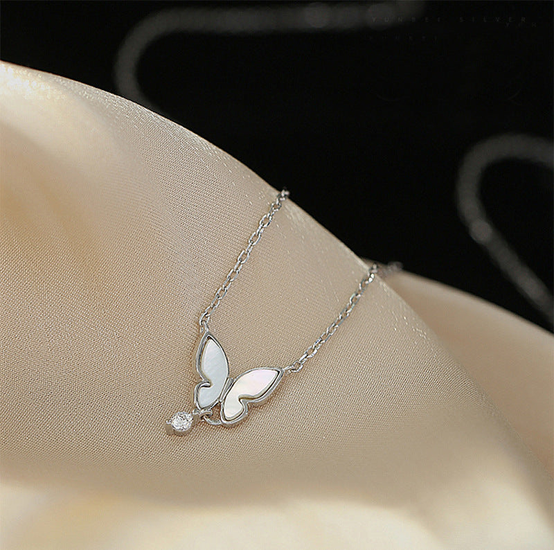 New Design 925 silver butterfly shell necklace