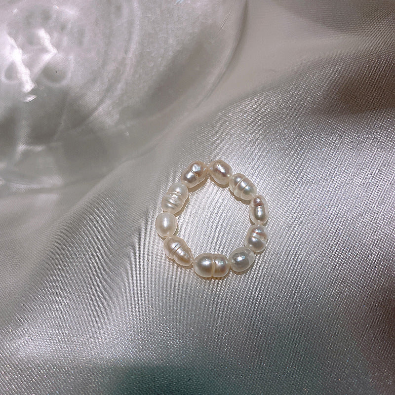 R - Natural real baroque pearl ring