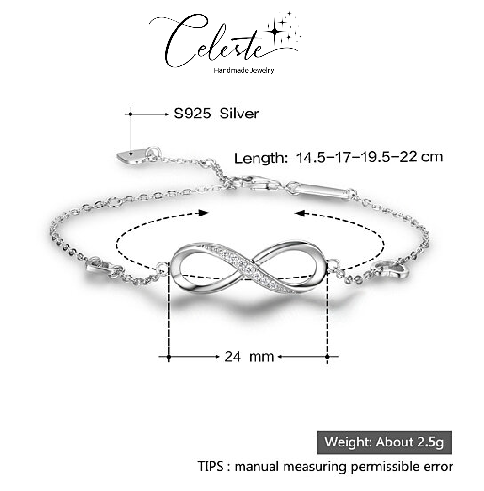 Diamond 925 Zirconia Silv - Cubic – Infinity L Smart Crystal Bracelet Buy Sterling